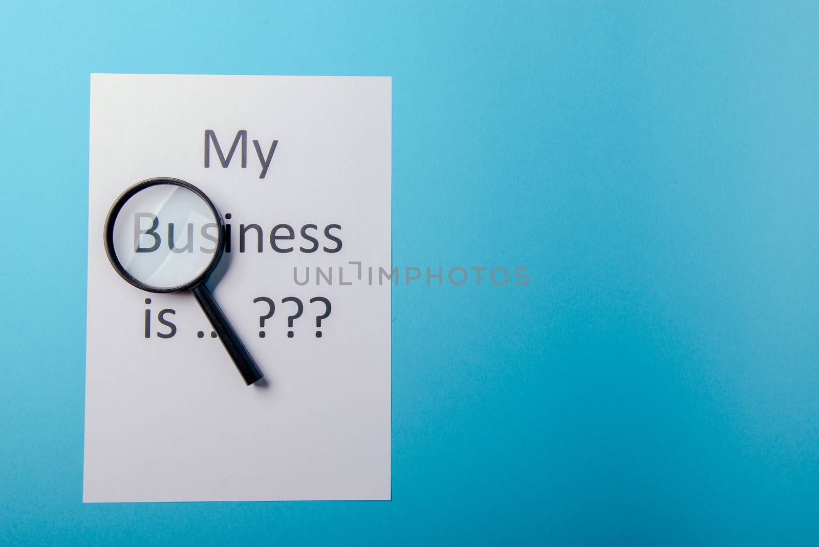 My business is word concept. Business word with business document paper on blue background. For business concept ideas background.