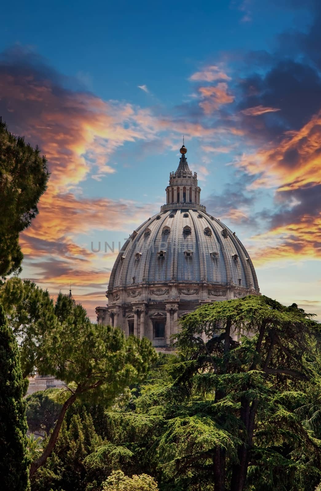Dome of St. Peters Basilica in the Vatican, Rome, Italy