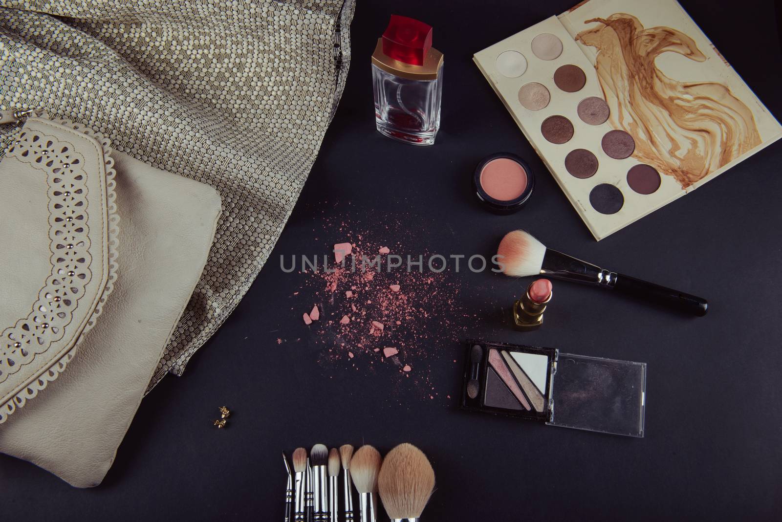 close up of a make up powder and a brush. by Brejeq