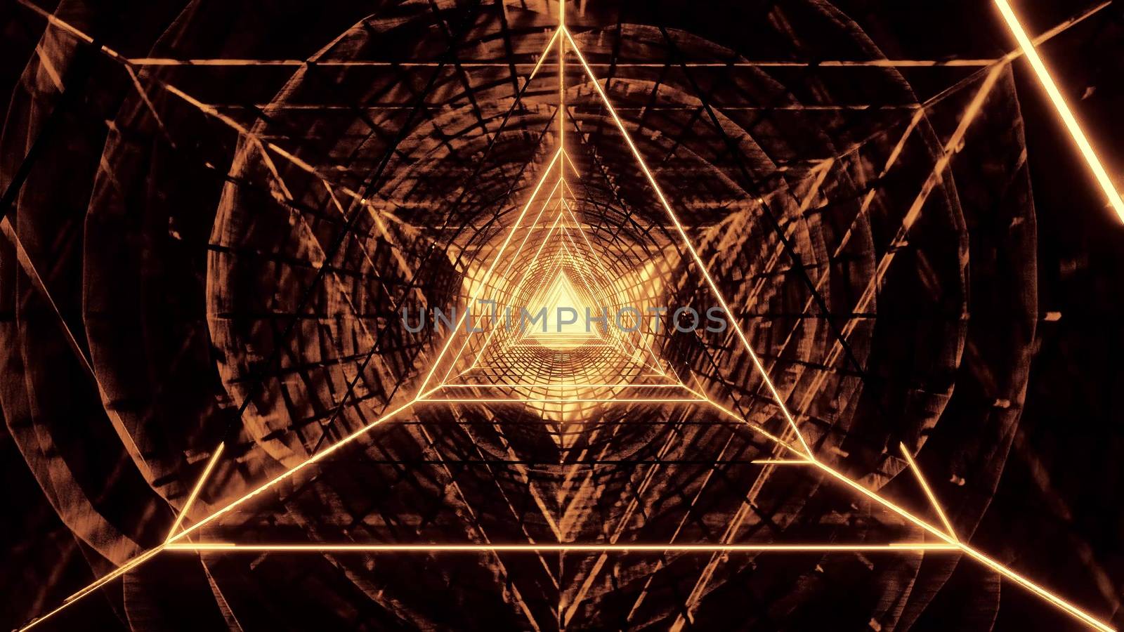 abstract glowig wireframe triangle design with dark abstract background 3d illustration wallpaper, abstract dark 3d rendering art