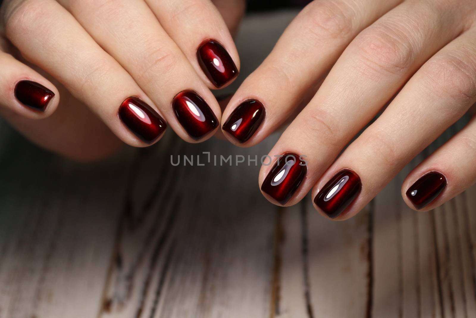 Youth manicure design, color coffee with gold by SmirMaxStock