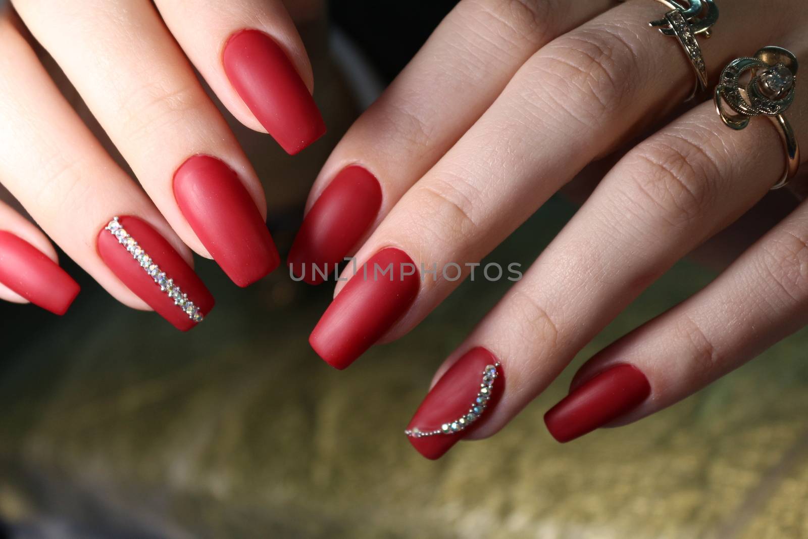 Cute manicure on female hands. Woman hands