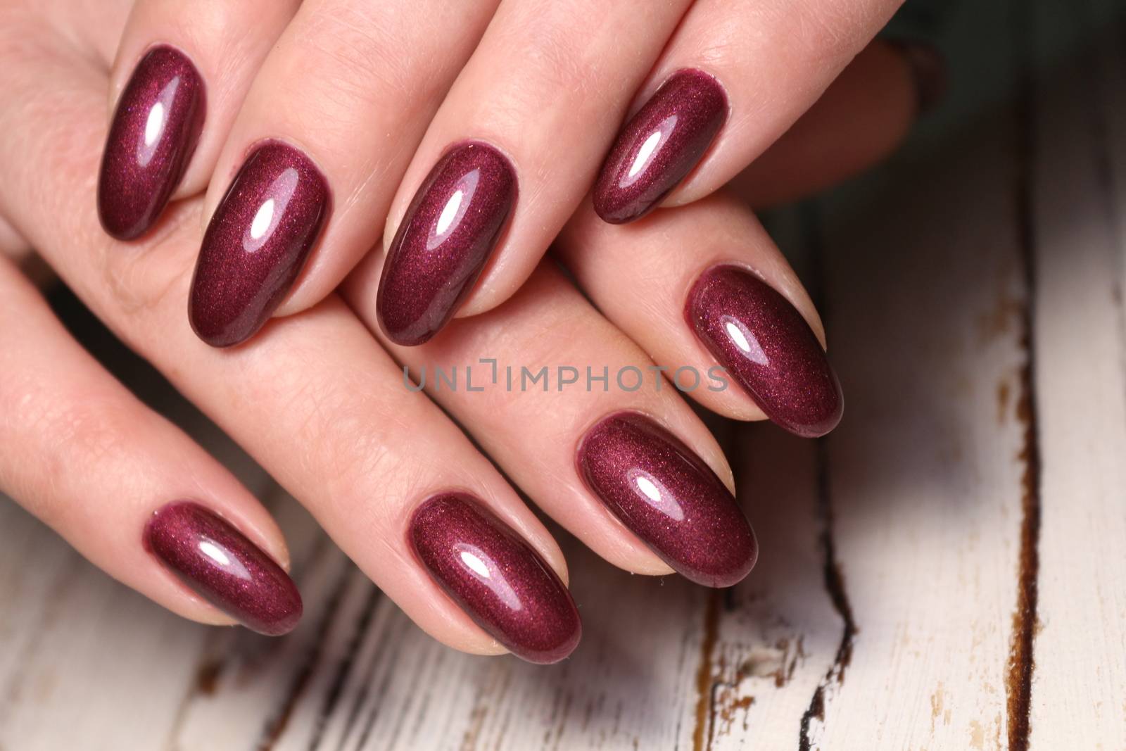 Youth manicure design, color coffee with gold by SmirMaxStock
