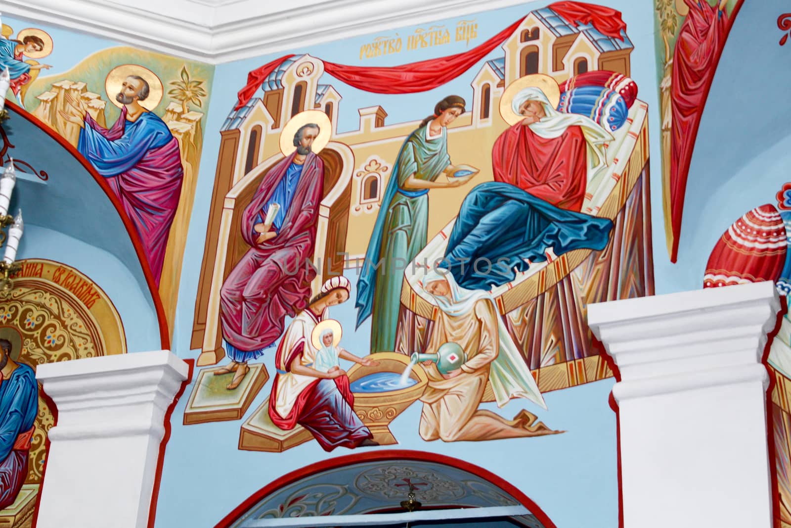 Beautiful paintings on the walls of the Orthodox Church