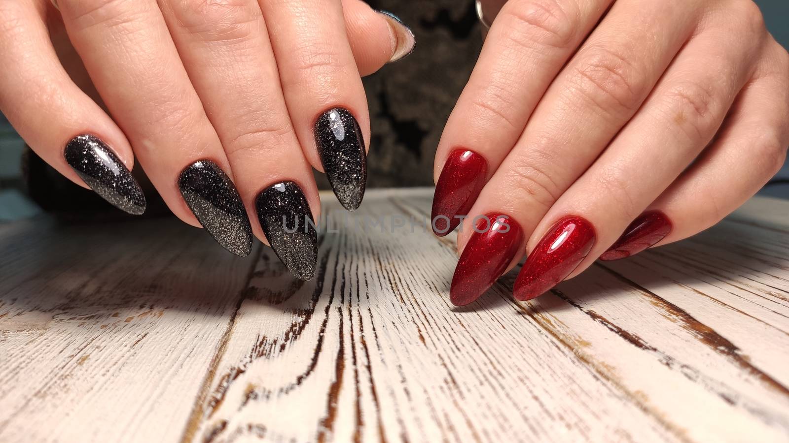 beautiful gel lacquer manicure on a textured trendy background by SmirMaxStock