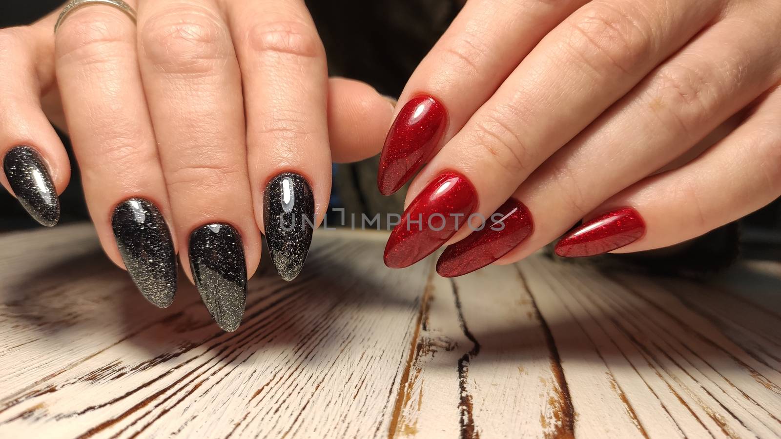 beautiful gel lacquer manicure on a textured trendy background by SmirMaxStock