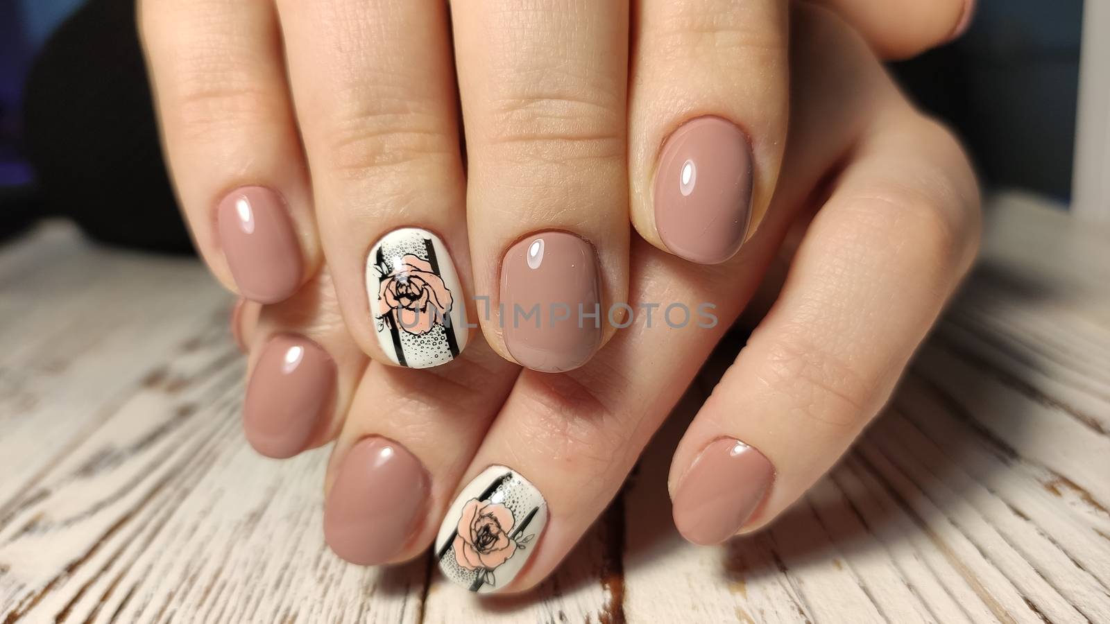 Youth manicure design, beautiful female hands