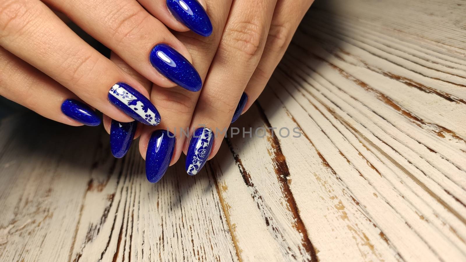 gel lacquer manicure on a textured trendy background