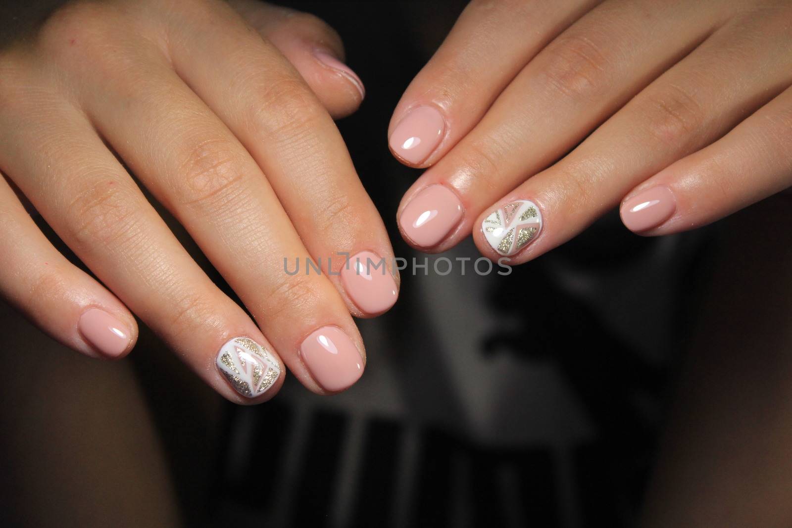 Stylish manicure nails color black and silver