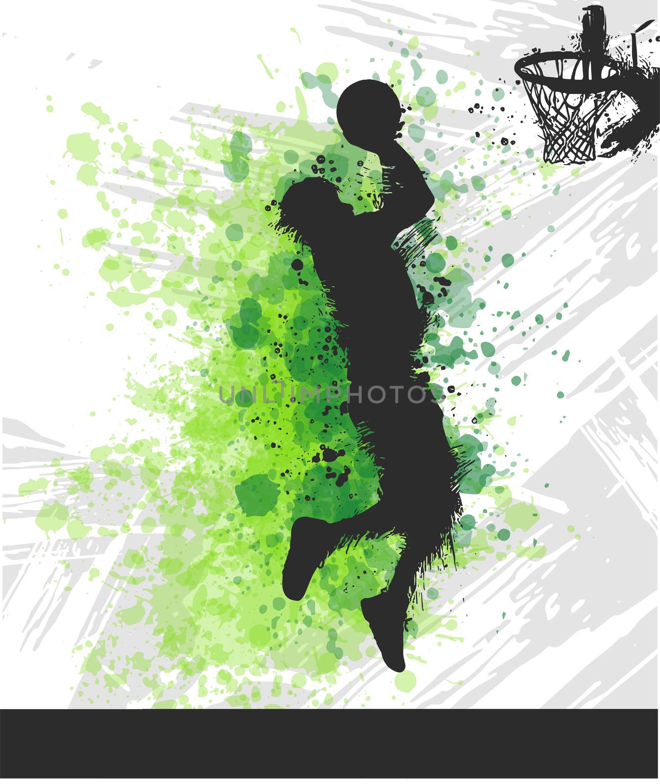 Digital illustration painting of a basketball player by dean