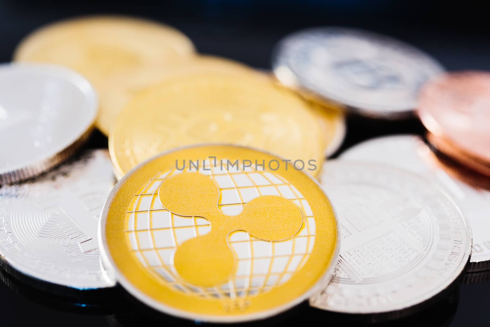 Coins XRP digital cryptocurrency business finance money market set