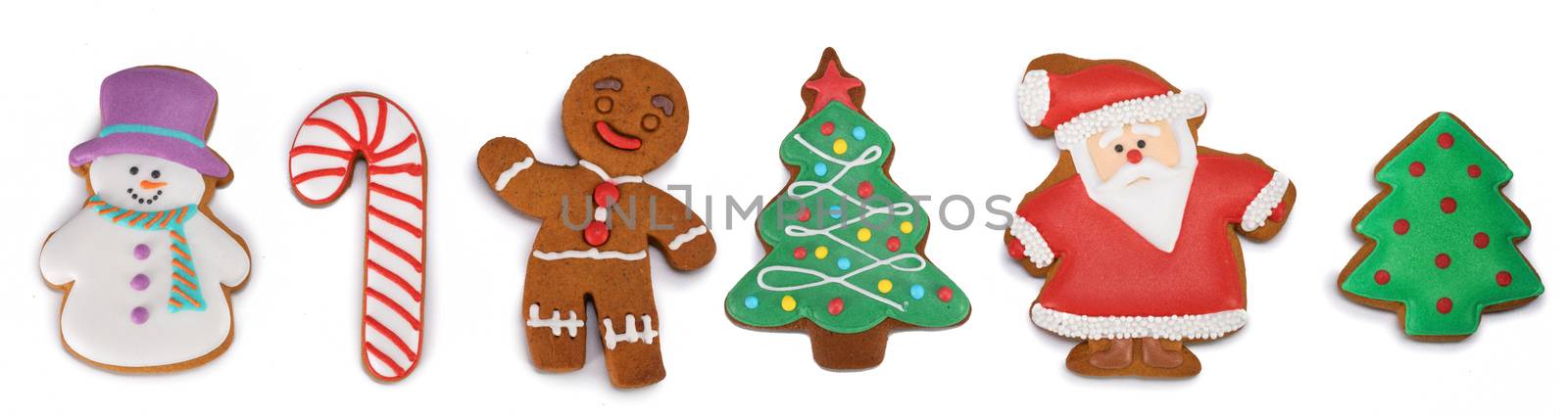 Gingerbread cookies set collection isolated on white background