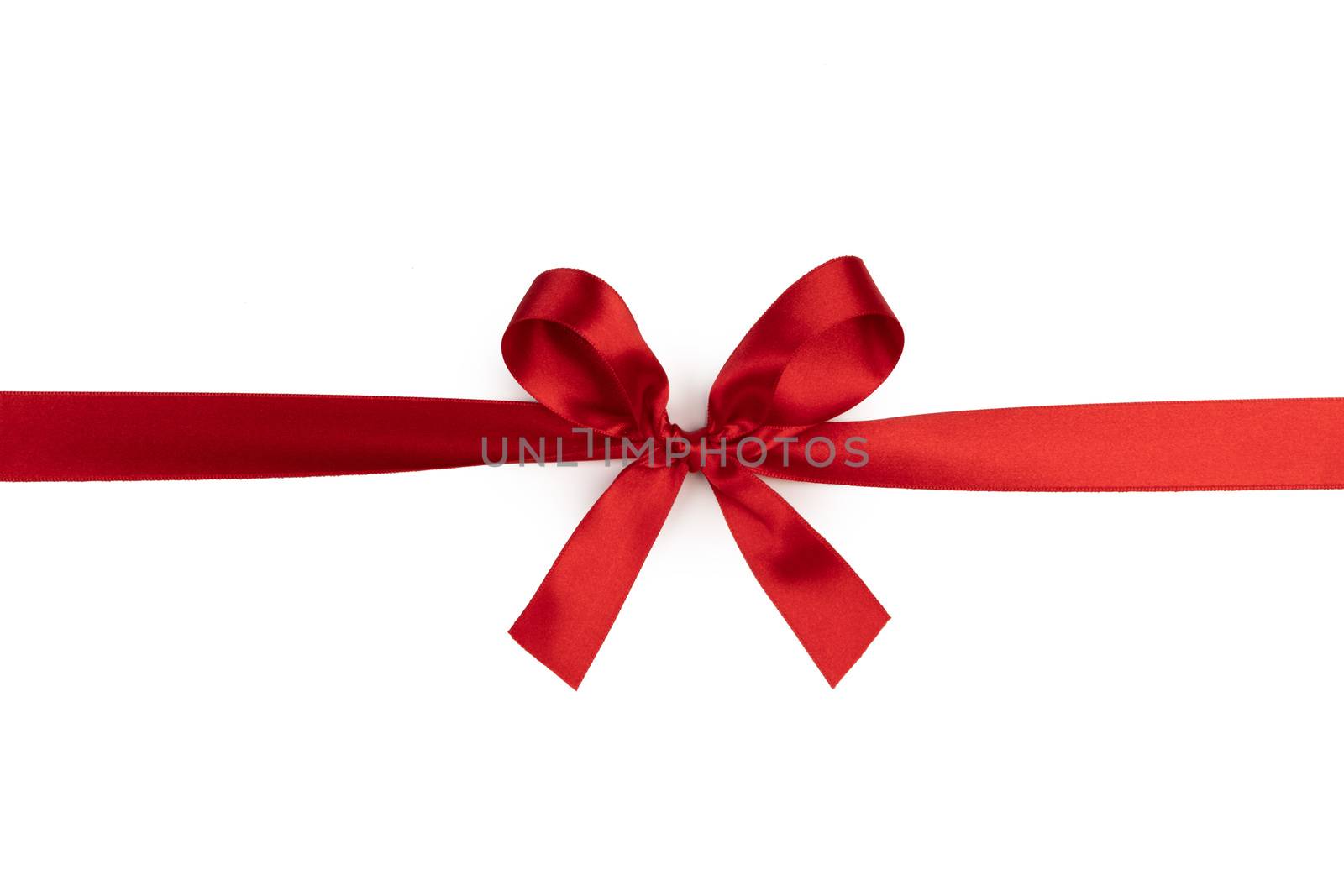 Elegant satin red ribbon bow isolated on white background