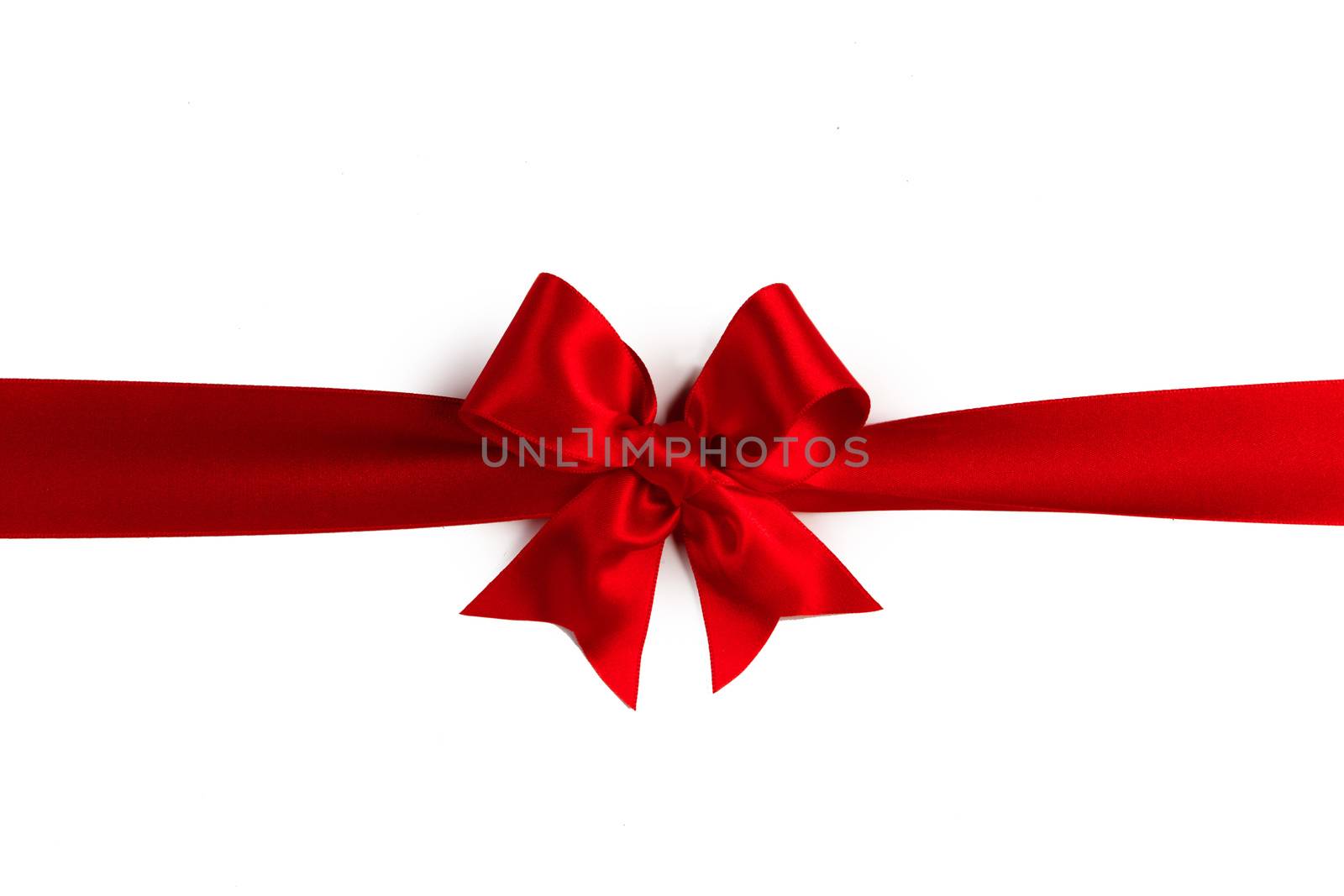 Elegant satin red ribbon bow isolated on white background