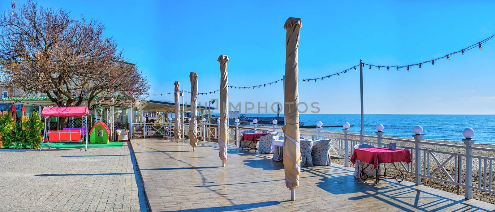 Odessa, Ukraine - 04.08.2019. Langeron city beach on a sunny spring morning.