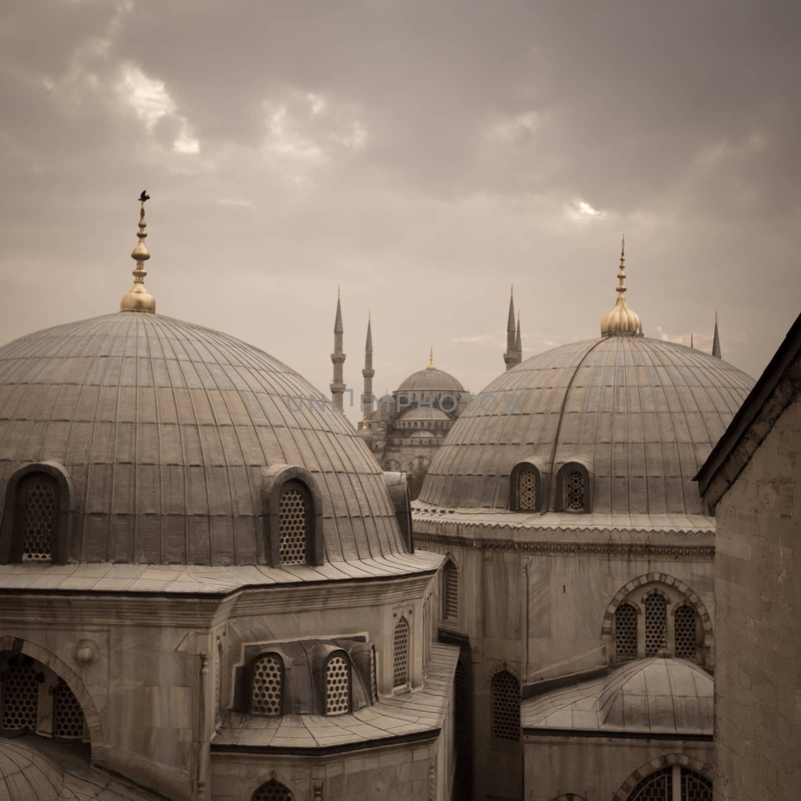 A view over Blue Mosque view from the upper flour of Hagia Sophia