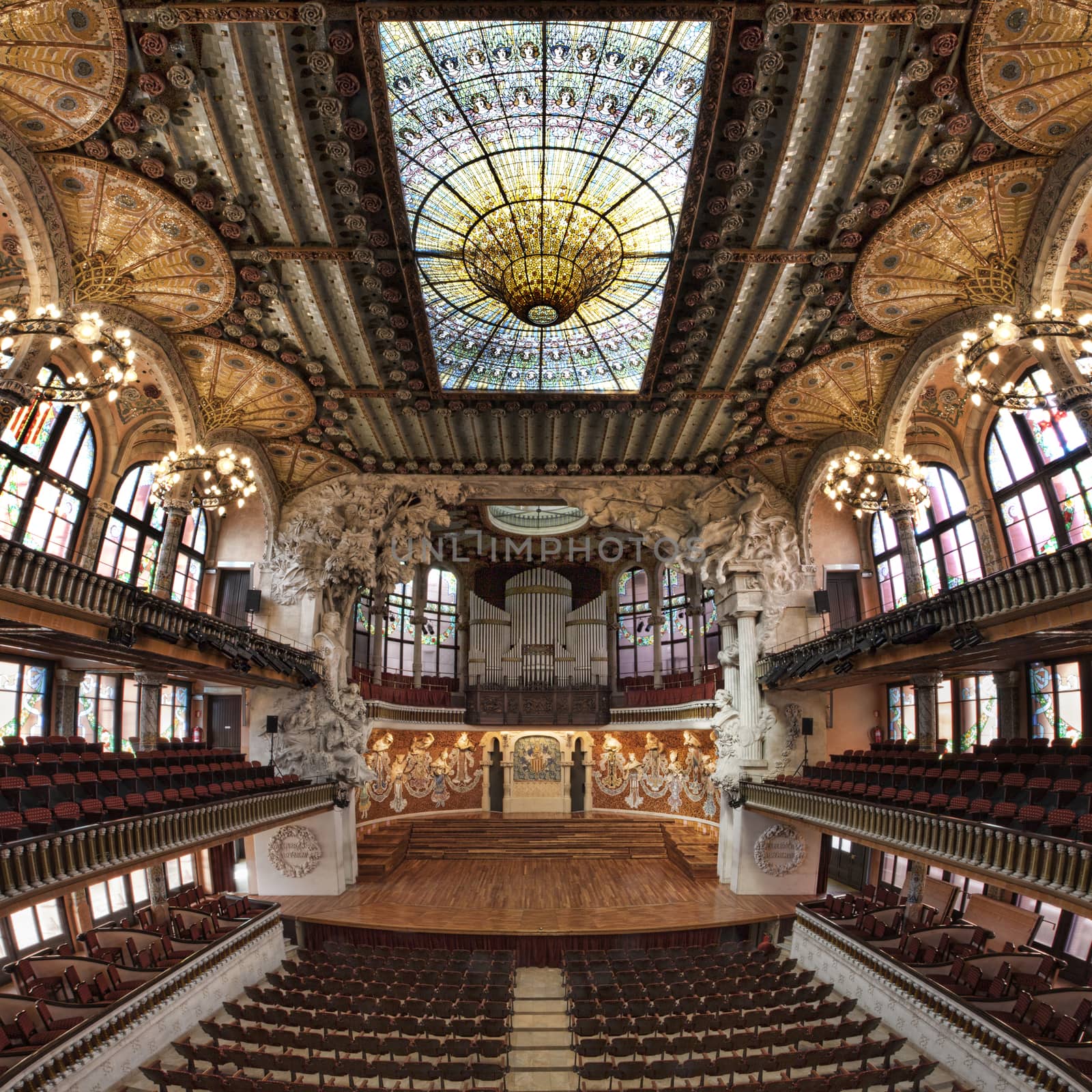Hall at Palau de la musica catalana, Barcelona, Spain, 2014 by vlad-m