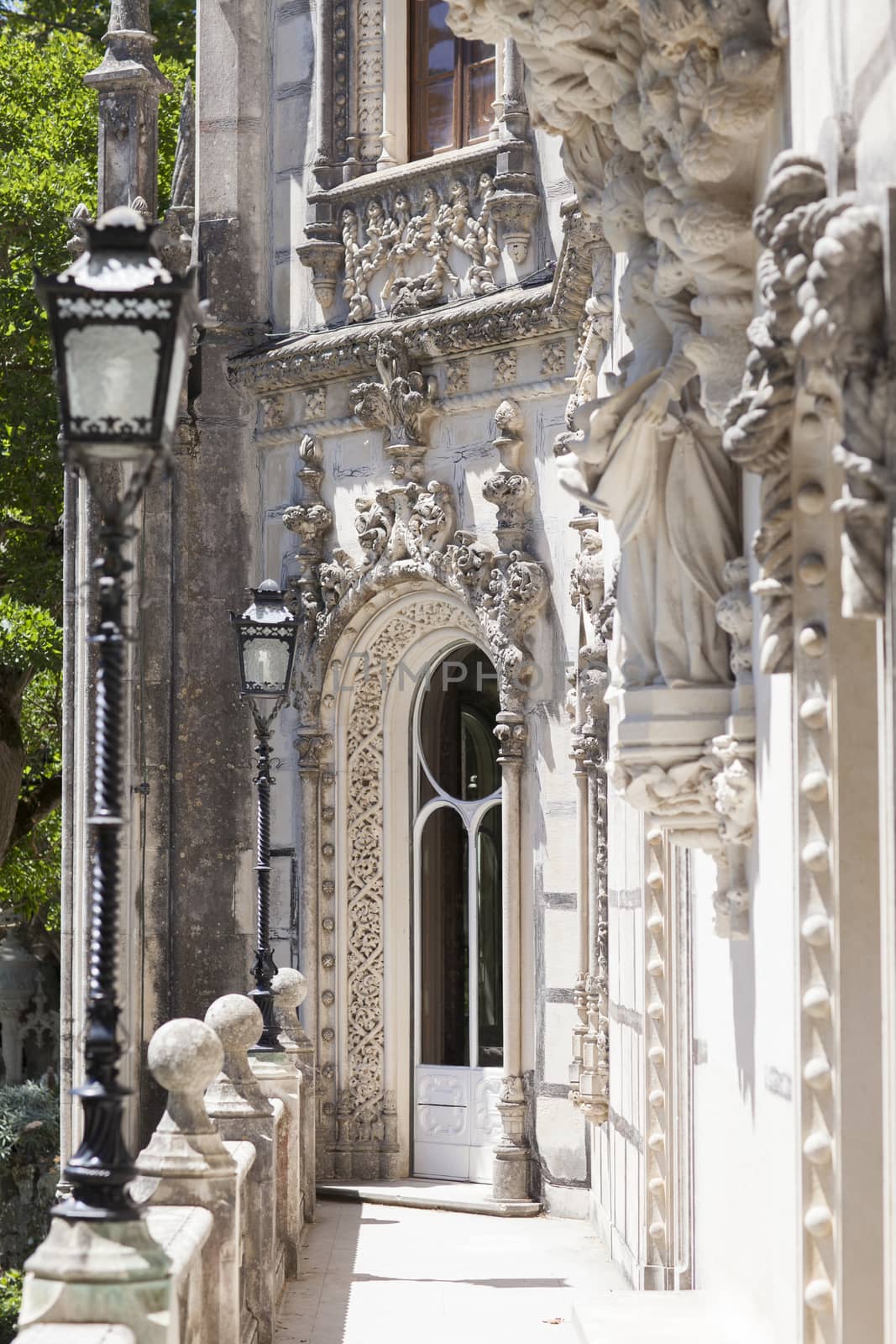 Quinta da Regaleira balcony with manueline architectural elements.