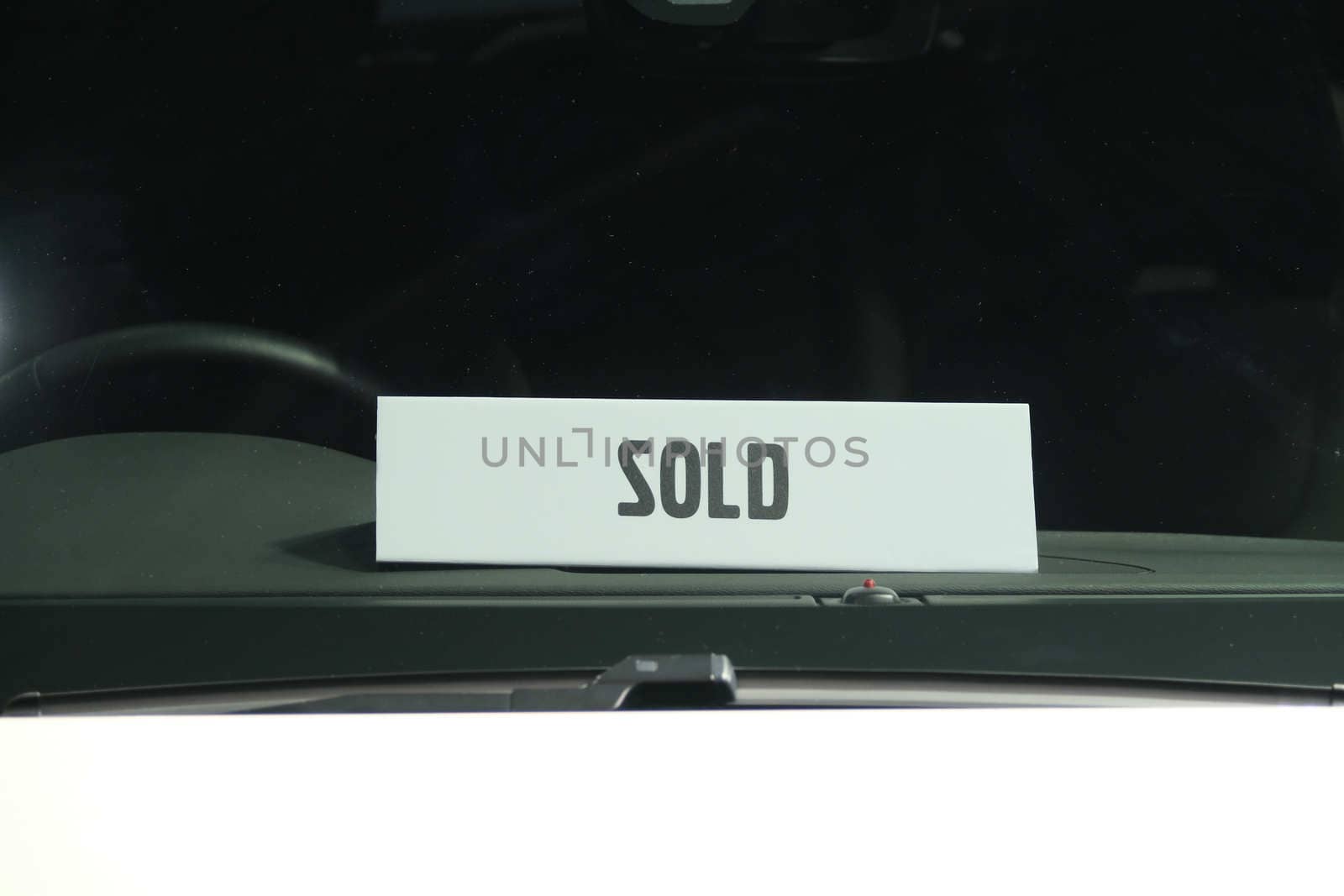 The Sold label in the new car at car showroom