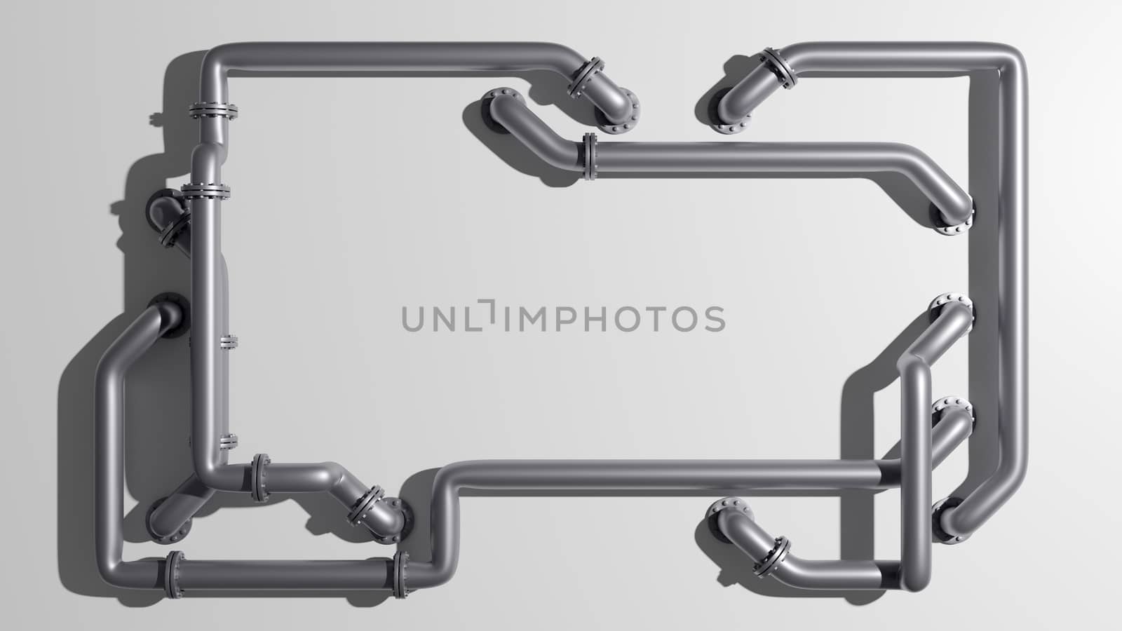 Banner with an empty space in the middle is entangled in pipes by cherezoff