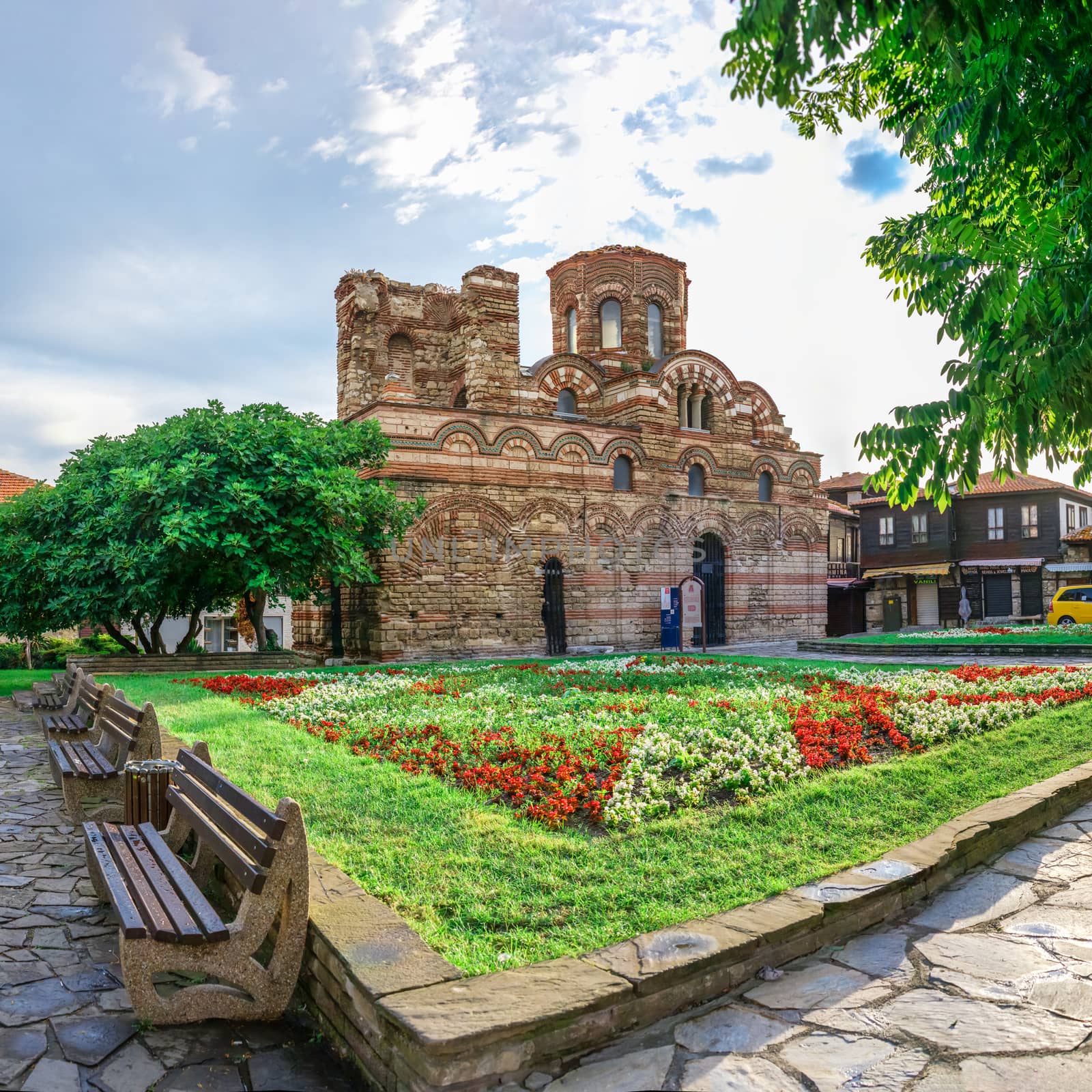 Nessebar, Bulgaria – 07.11.2019.  The Church of Christ Pantocrator in the old town of Nessebar, Bulgaria, on a cloudy summer morning