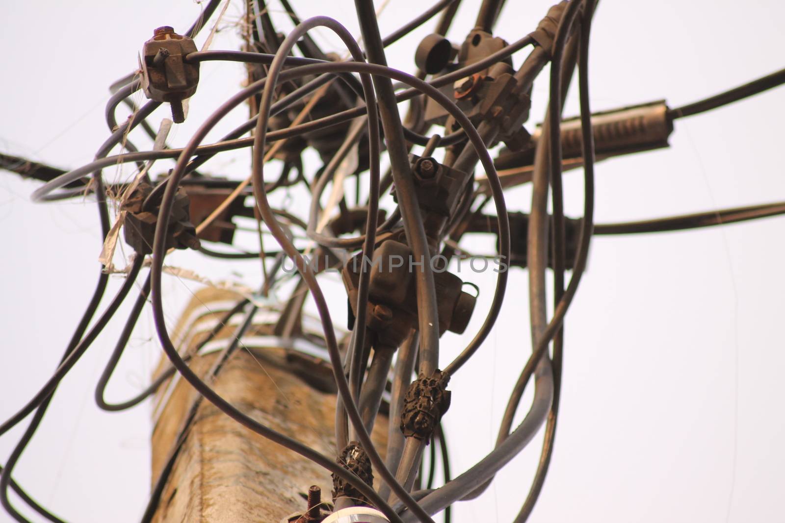 the wires are twisted on electric poles by imagifa
