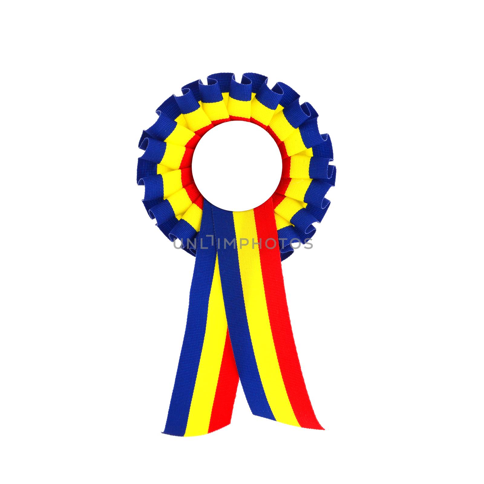 romania country flag ribbon symbol blue yellow red