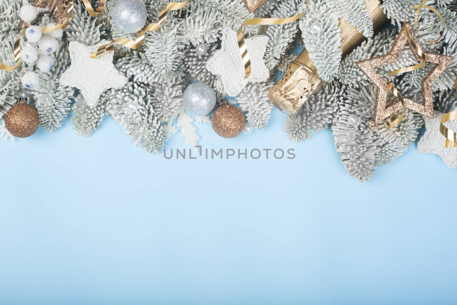 Frost fir tree and Christmas decor by destillat