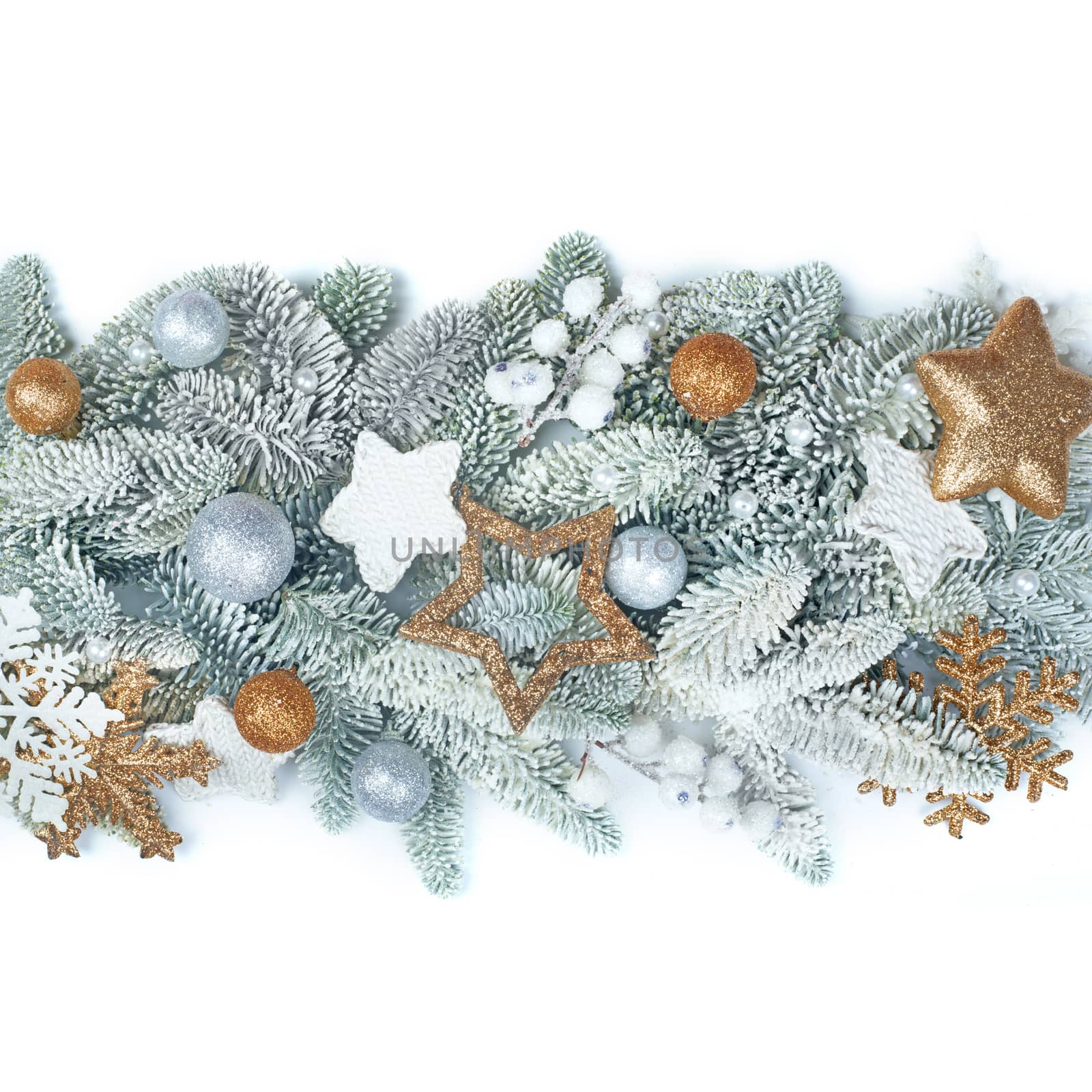 Frost fir tree and Christmas decor by destillat