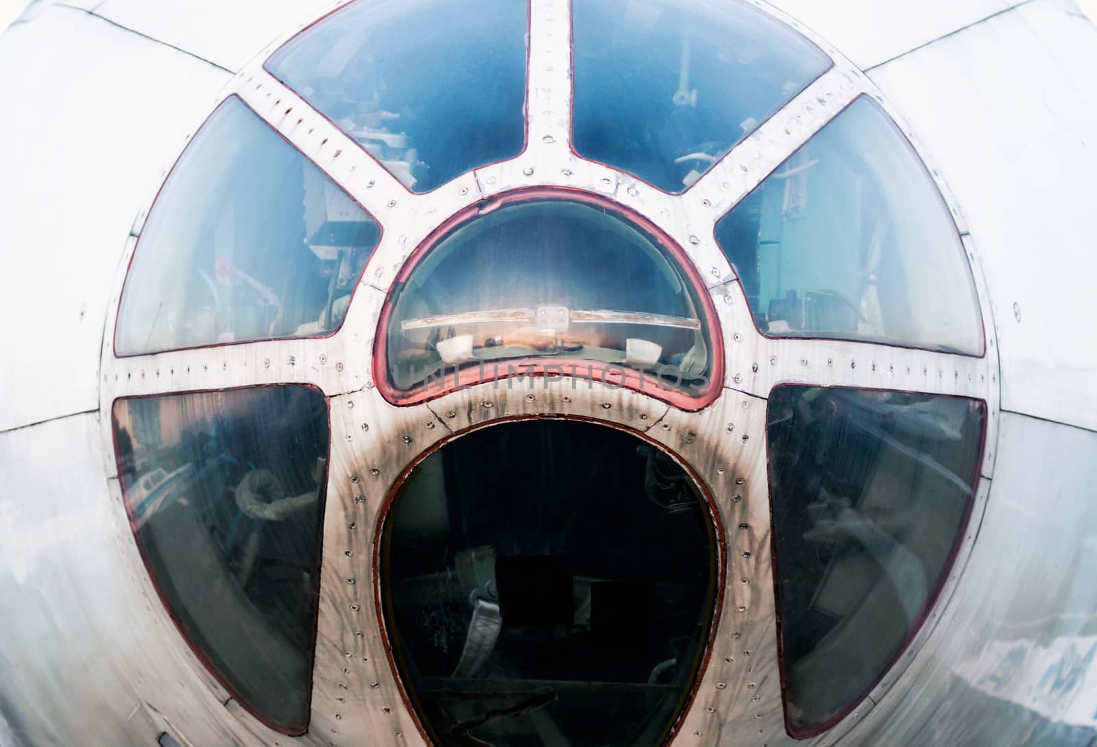cockpit of an old airplane closeup