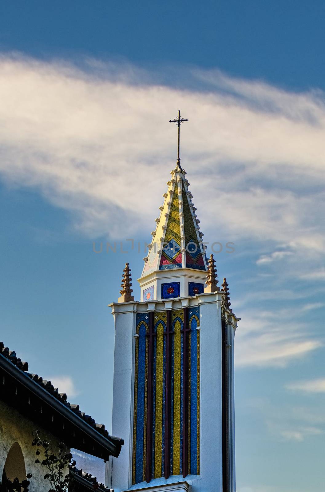 Ornate Steeple on Catholic Church by dbvirago