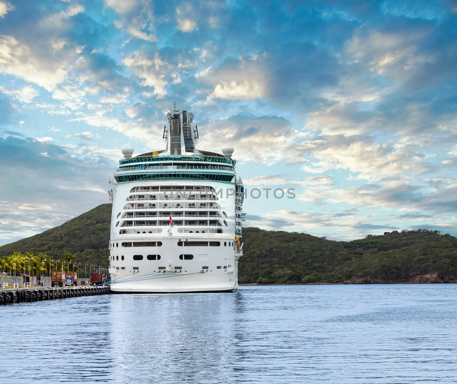 Luxury Cruise Ship at Harbor on St Thomas