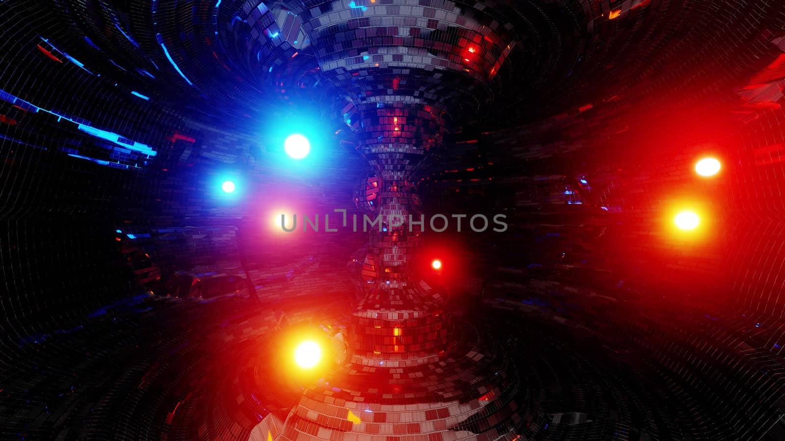 abstract nuclear reactor with glowing atom parrticles and nice reflections 3d illustration background wallpaper, futuristic reactor with brick texture 3d rendering design