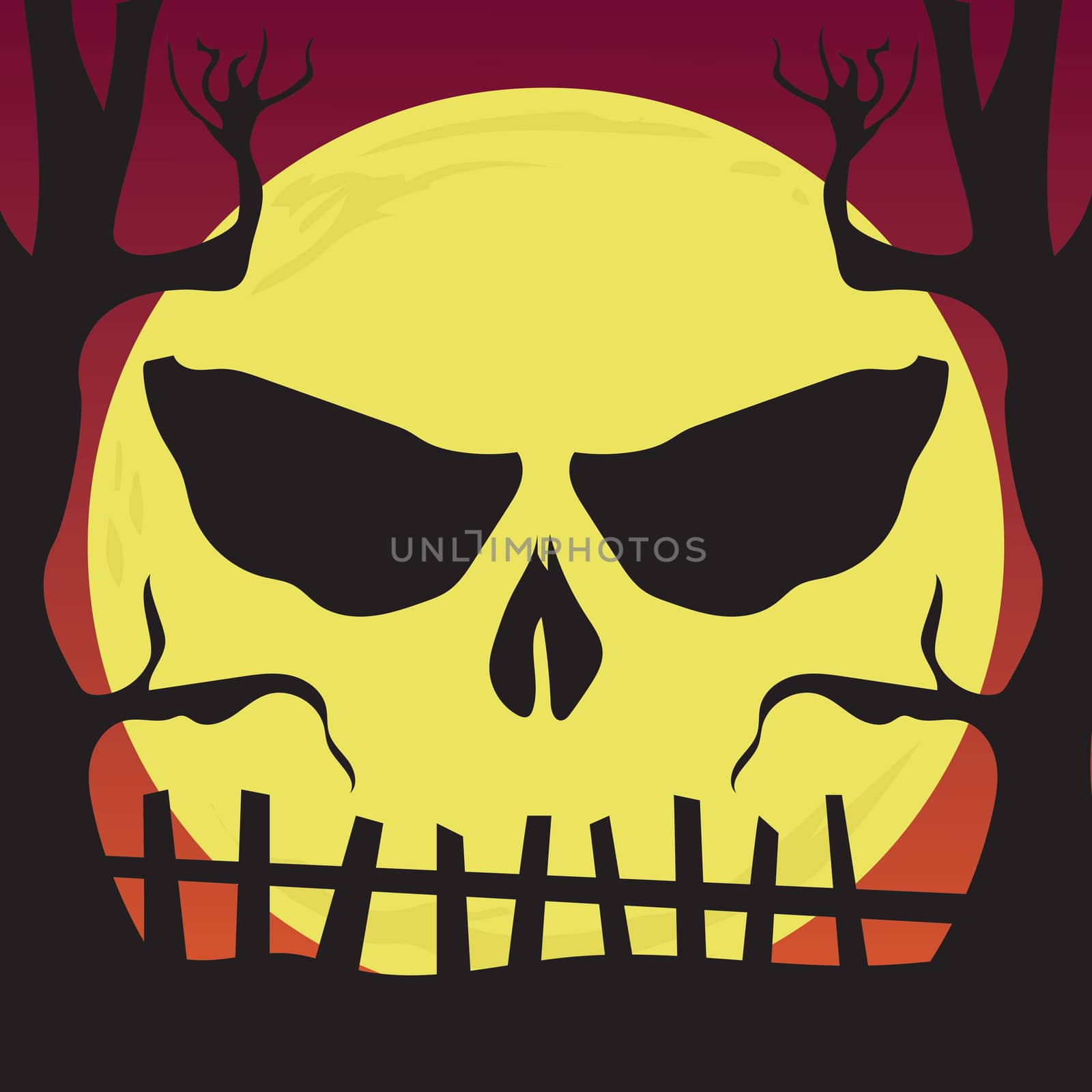 Spooky Halloween illustration of halloween skull