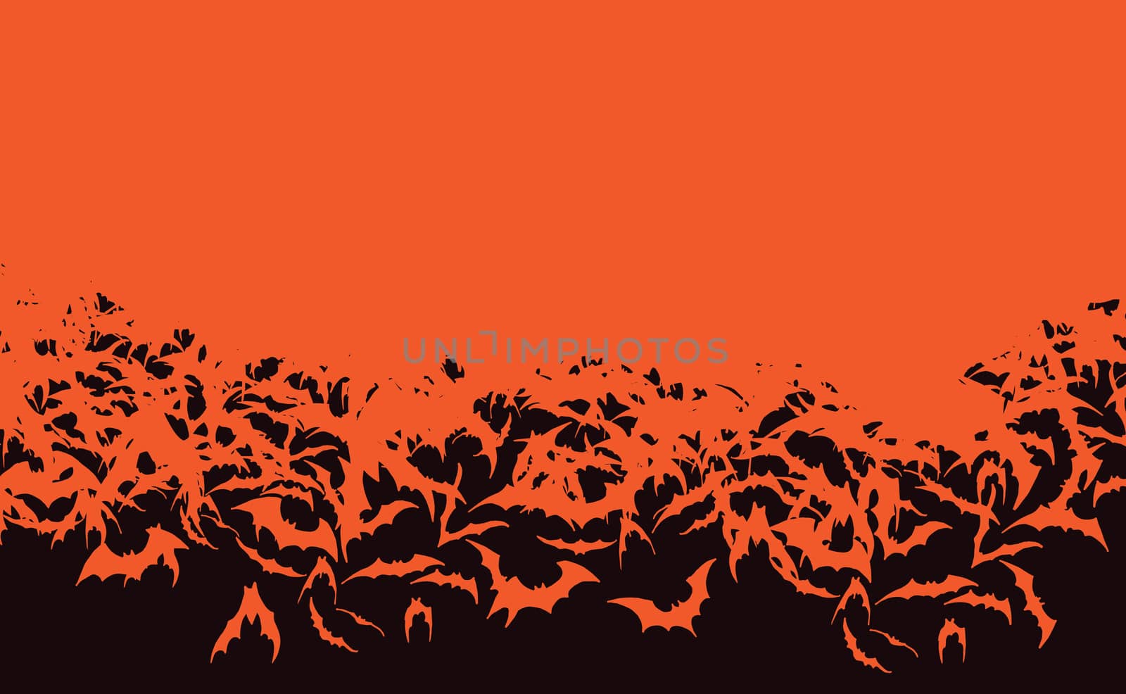 Background of Halloween Bat Horde Flying Orange Bats