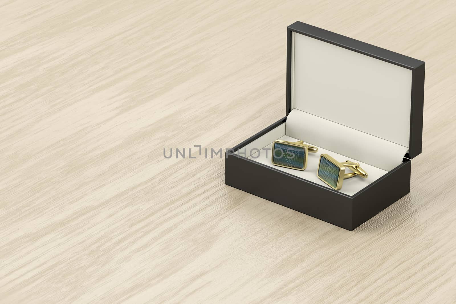 Box with golden cufflinks by magraphics