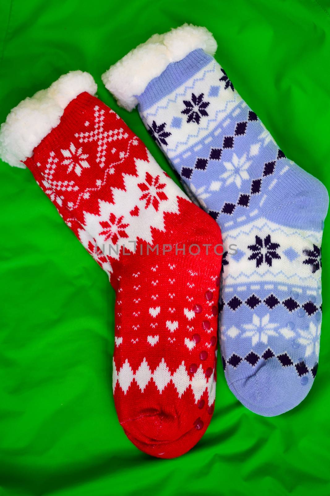 bright colored socks for Christmas or new year gifts and surprises by alexandr_sorokin