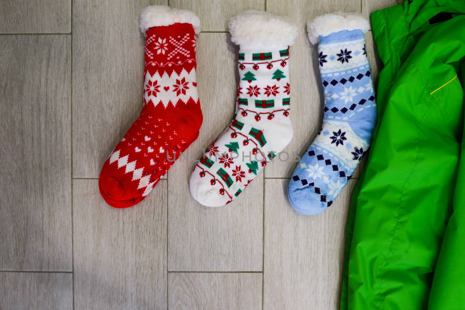 bright colored socks for Christmas or new year gifts and surprises