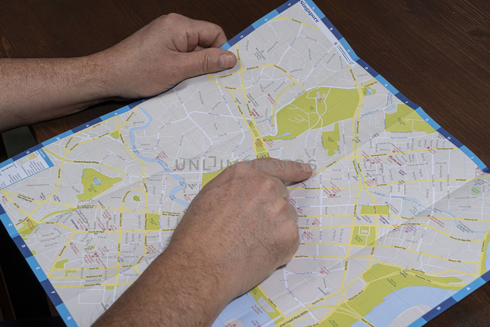 a person viewing the Singapore city map