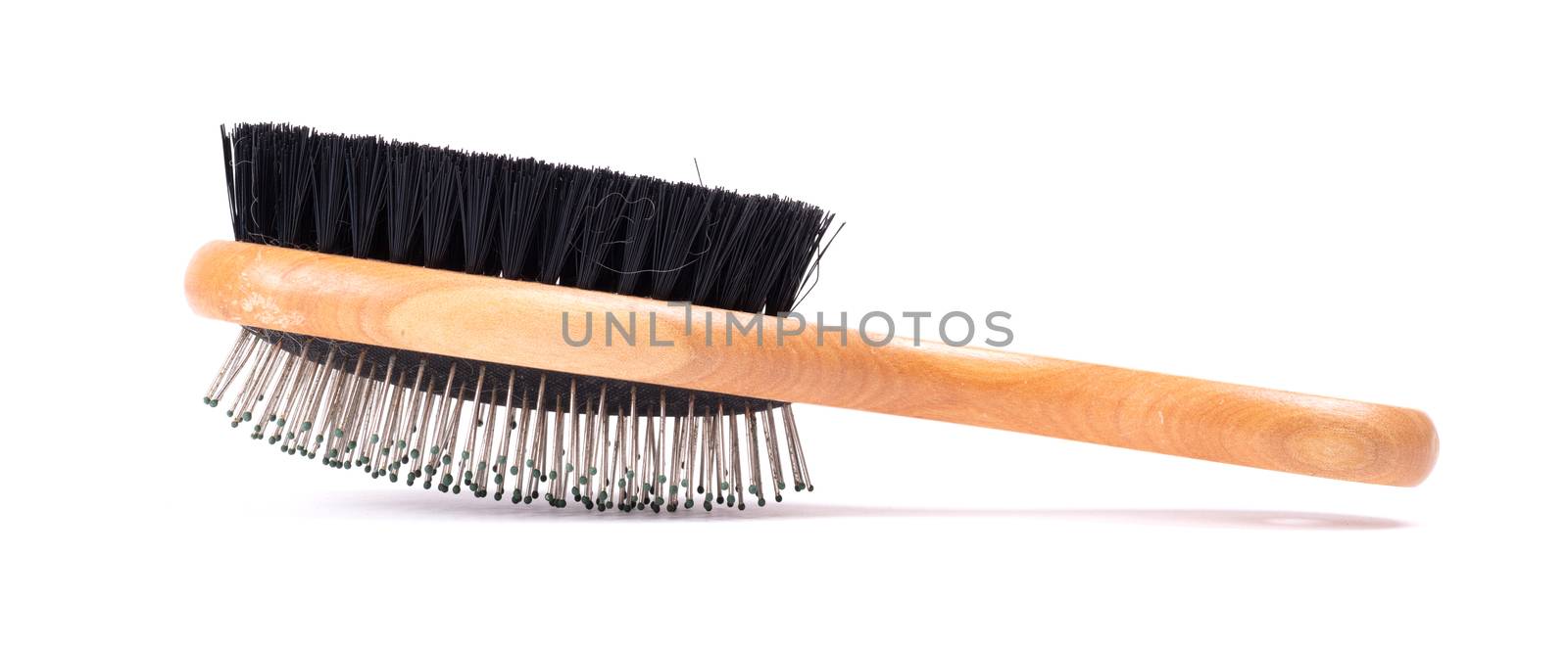 Old brush for dog or cat hair, used - Isolated on white