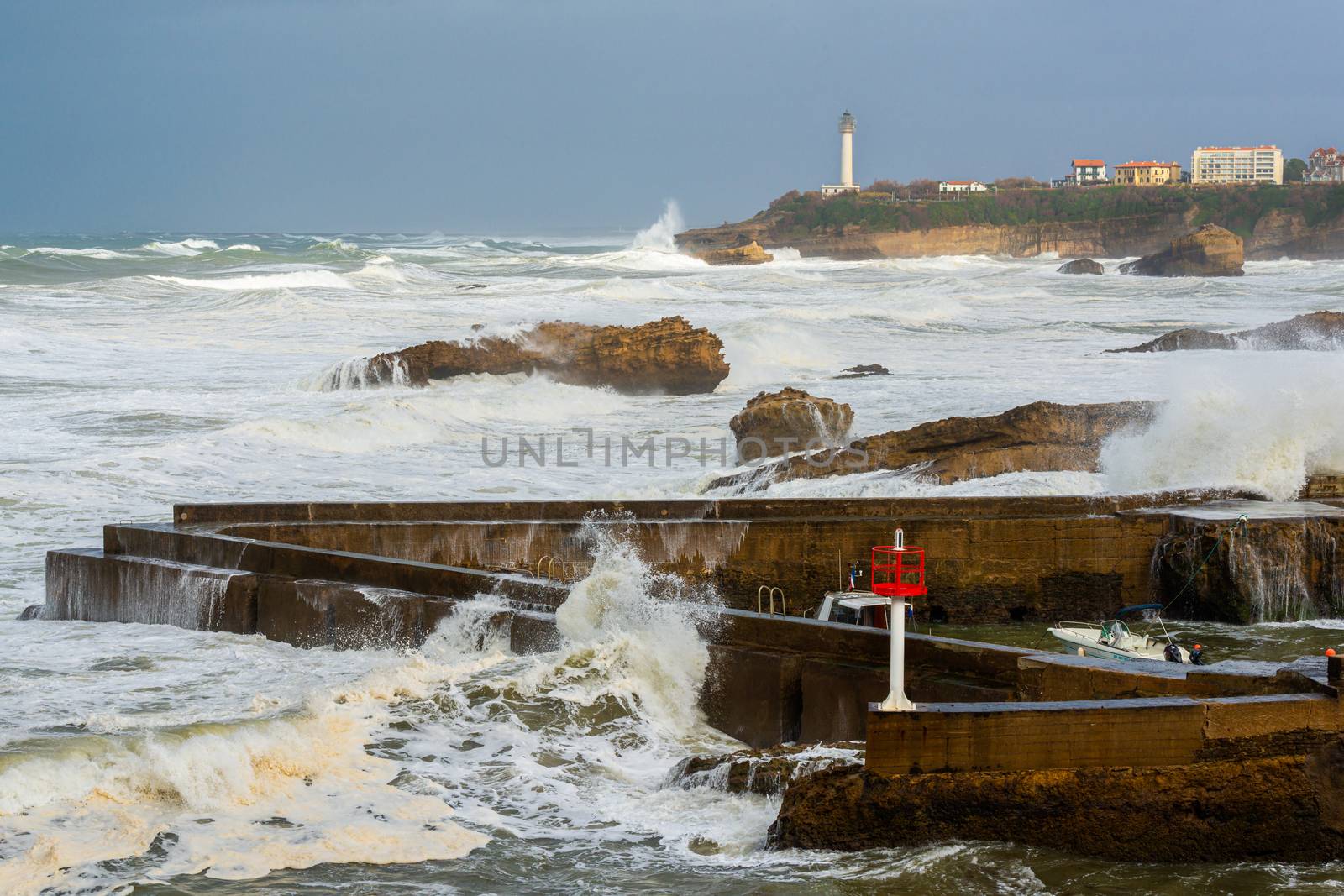Stormy weather in Biarritz on the Atlantic coast in southwest France
