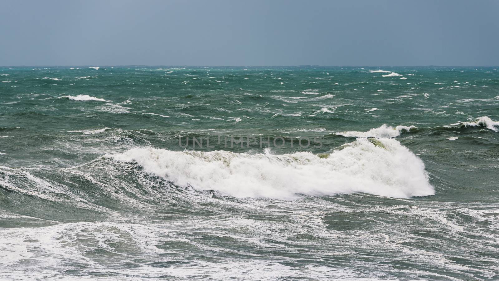 Rough sea by a stormy weather day over the Atlantic ocean