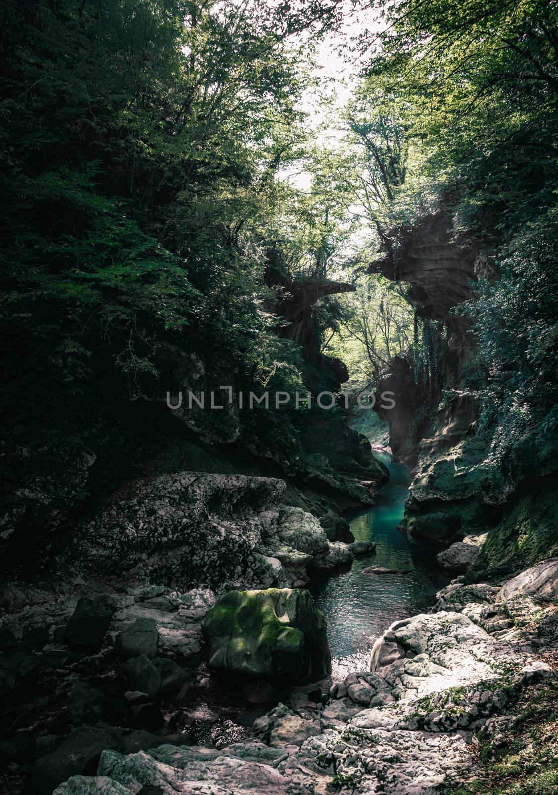 Marville Canyon with rocks and river in Georgia