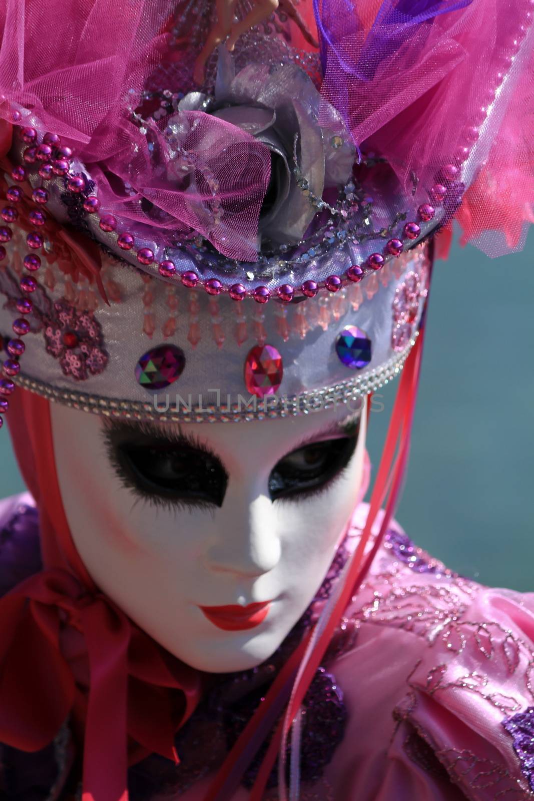 very beautiful mask and carnival makeup in Annecy France