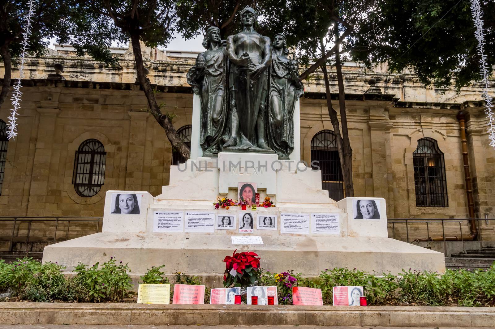 VALLETTA, MALTA - NOVEMBER 28, 2019:Flowers, candles and tribute by Philou1000