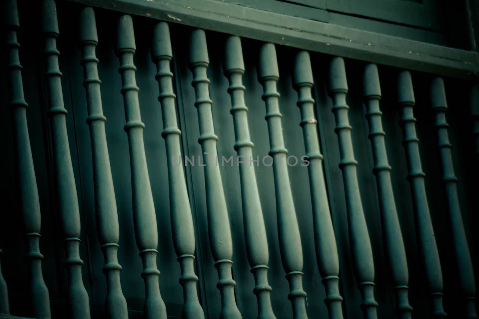 Abstract background of Old  Wood railings green