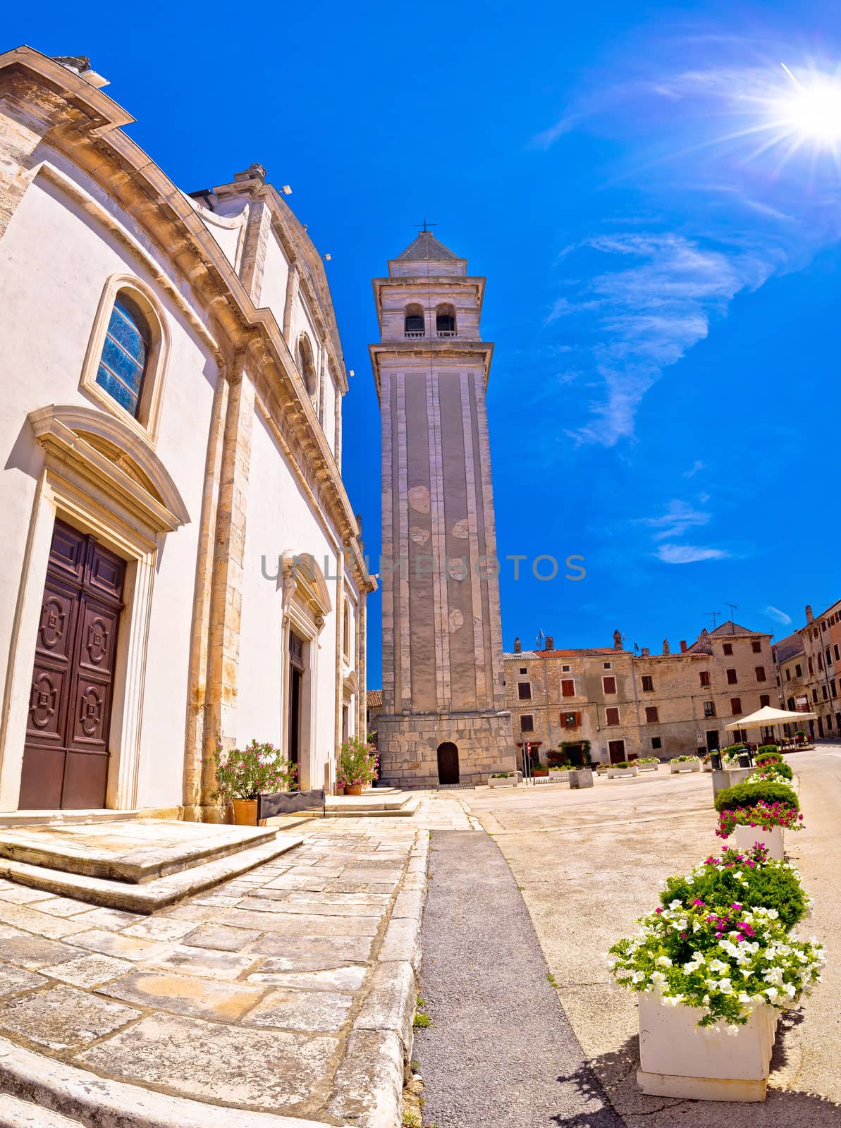 Town of Vodnjan church square view, Istria region of Croatia