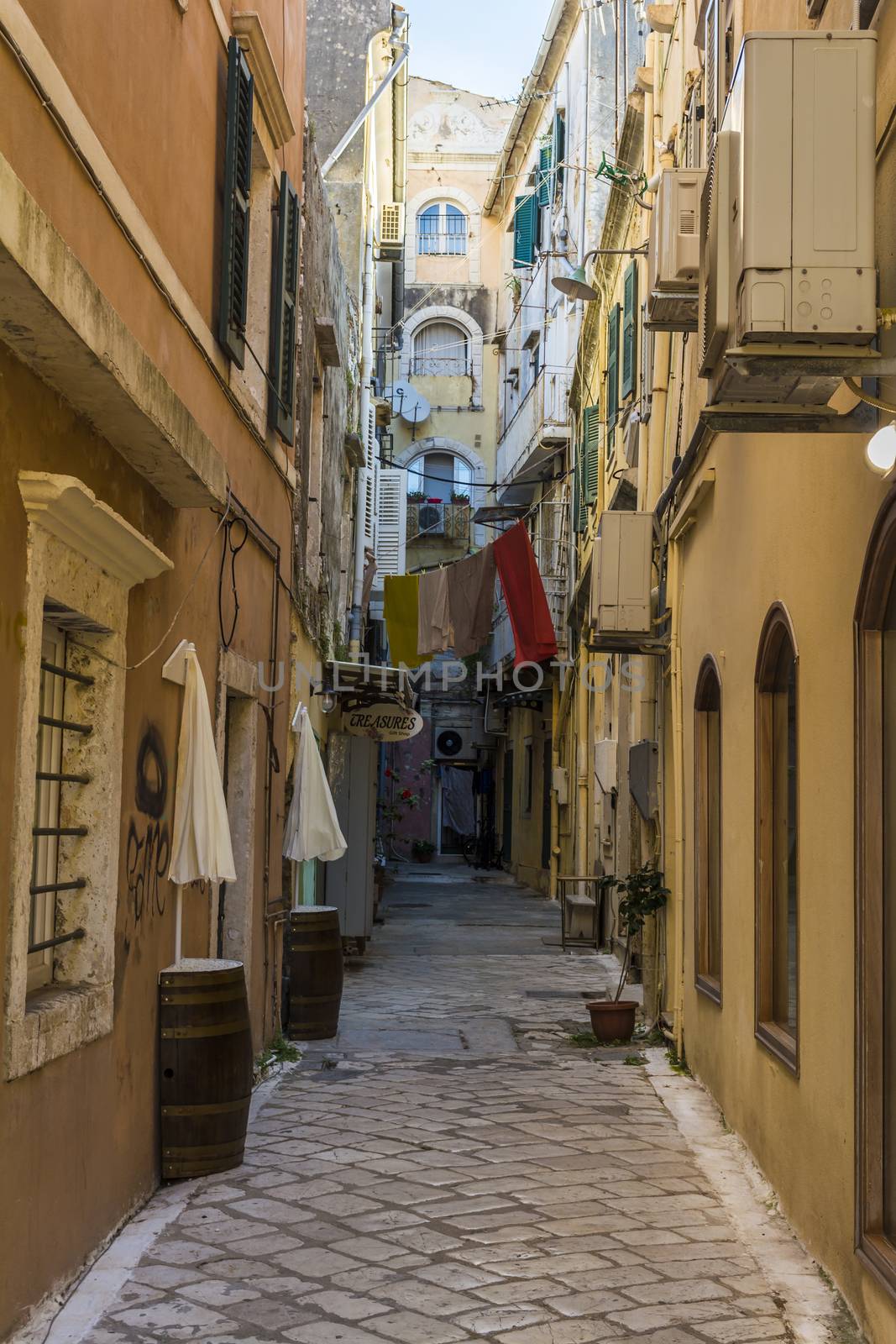 Alleyway in Corfu old town. Greece