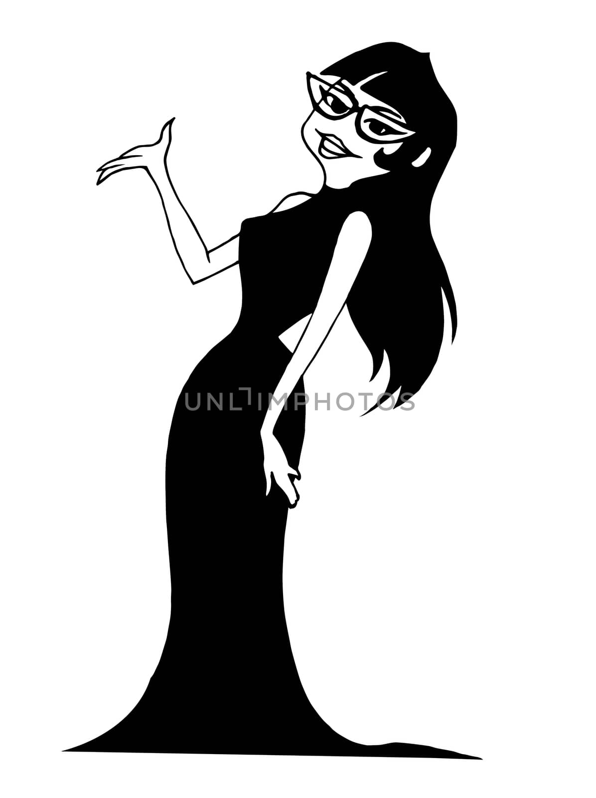 Black Dress Model Illustration with glasses