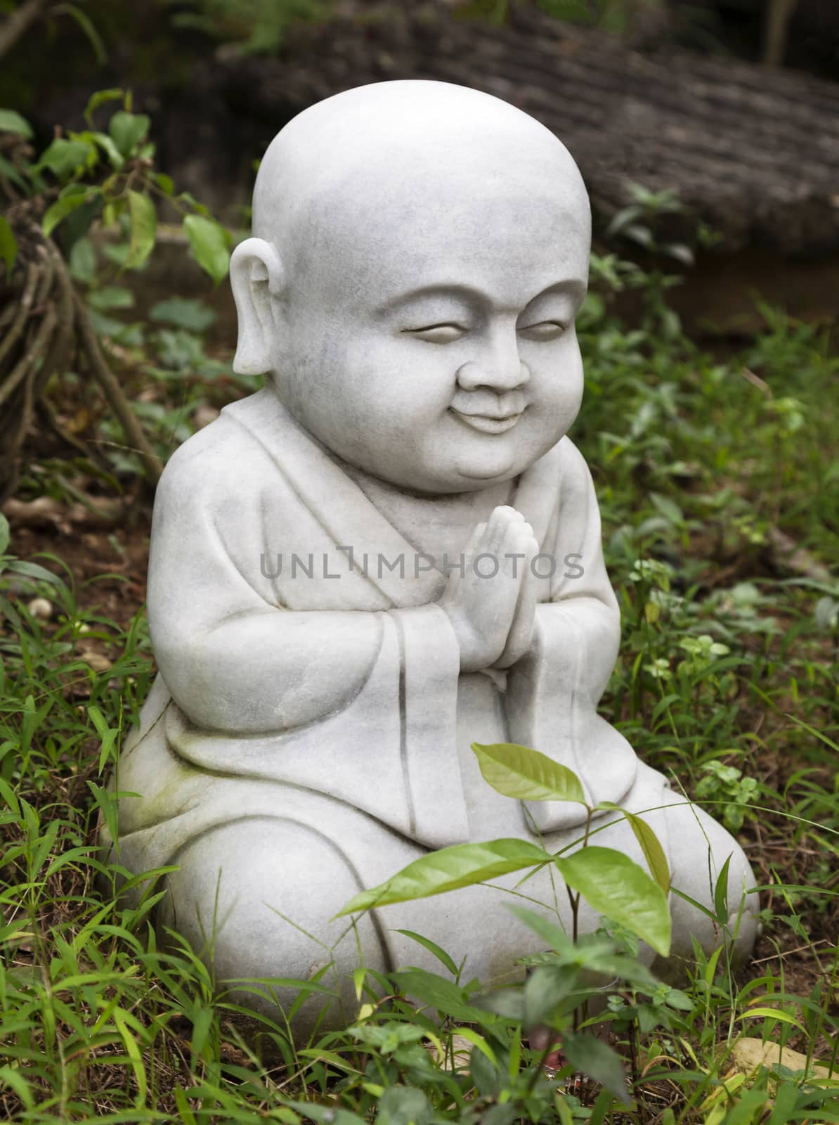 Small Buddha statue staying in a garden